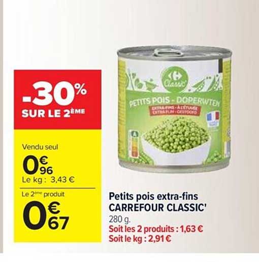 petits pois extra-fins carrefour classic'