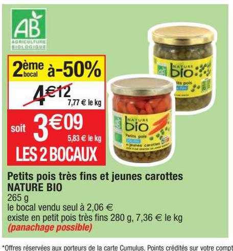 Petits Pois Très Fins Et Jeunes Carottes Nature Bio