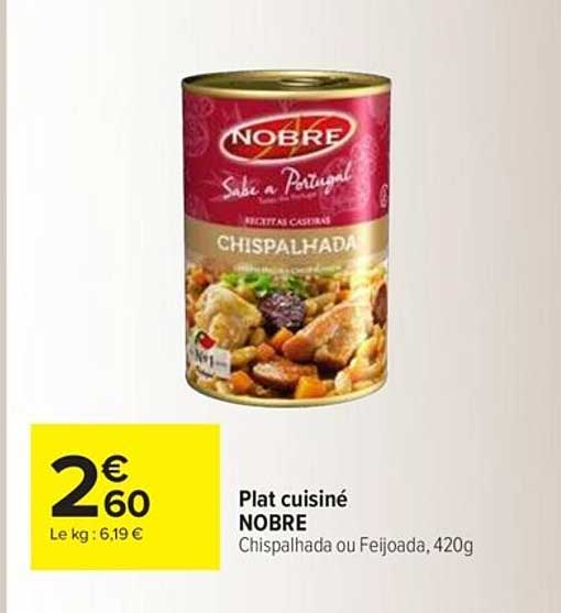 plat cuisiné nobre