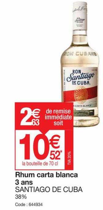 rhum carta blanca 3 ans santiago de cuba
