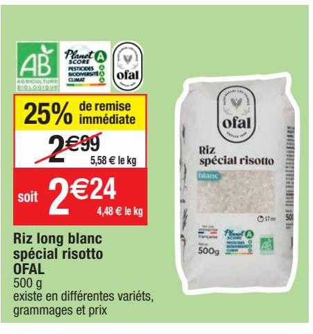 Riz Long Blanc Spécial Risotto Ofal