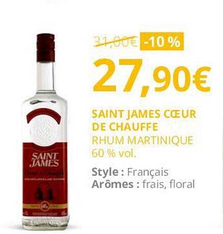 saint james cœur de chauffe rhum martinique 60% vol