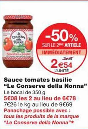 sauce tomates basilic "la conserve della nonna"