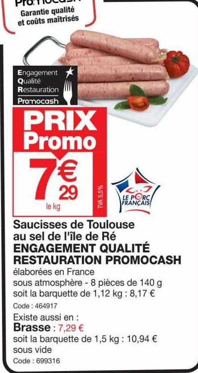 saucisses de toulouse au sel de l'île de ré engagement qualité restauration promocash