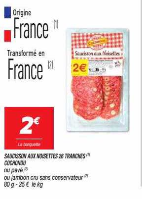 Saucisson Aux Noisettes 26 Tranches Cochonou