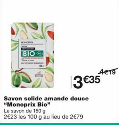 Savon Solide Amande Douce "monoprix Bio"