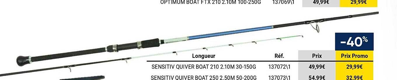 sensitiv quiver boat 210 2.10m 30-150 g, sensitiv quiver boat 250 2.50m 50-200 g