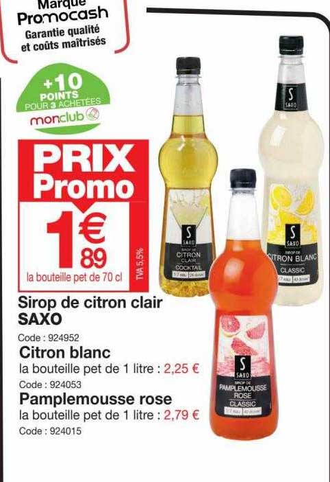 Sirop De Citron Clair Saxo