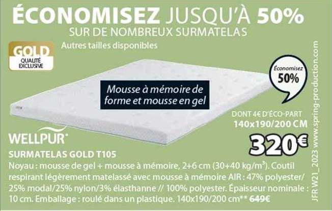 Surmatelas Gold T105 Wellpur