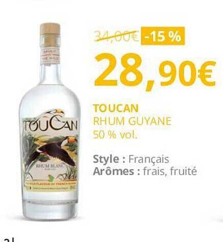 toucan rhum guyane 50% vol