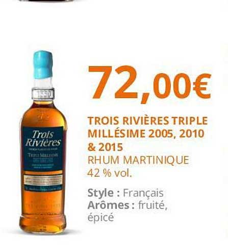 trois rivières triple millésime 2005, 2010 & 2015 rhum martinique 42% vol
