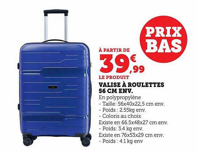 Valise à Roulettes 56 Cm Env