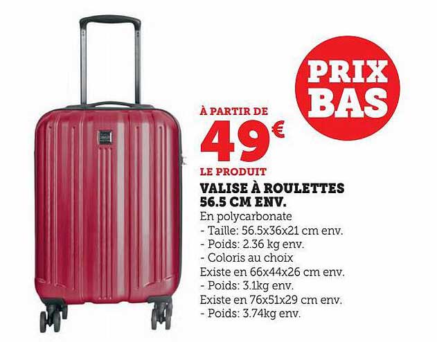 valise à roulettes 56.5 cm env