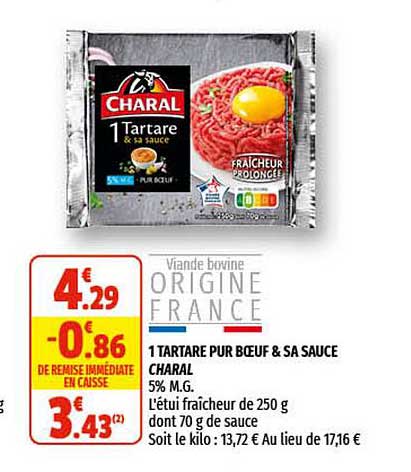 1 Tartare Pur Bœuf & Sa Sauce Charal