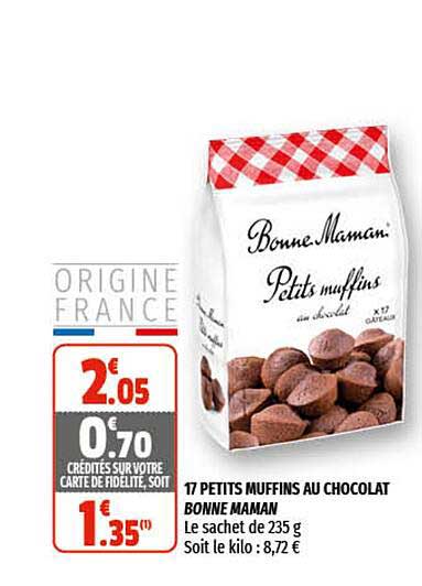 17 petits muffins au chocolat bonne maman