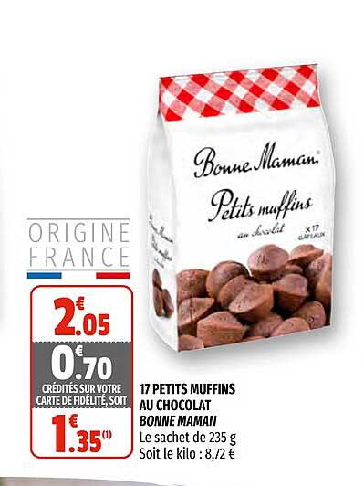 17 petits muffins au chocolat bonne maman