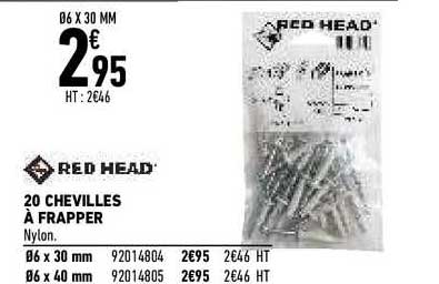 20 chevilles à frapper red head