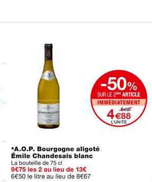 a.o.p. bourgogne aligoté émile chandesais blanc