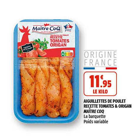 aiguillettes de poulet recette tomates & origan maître coq