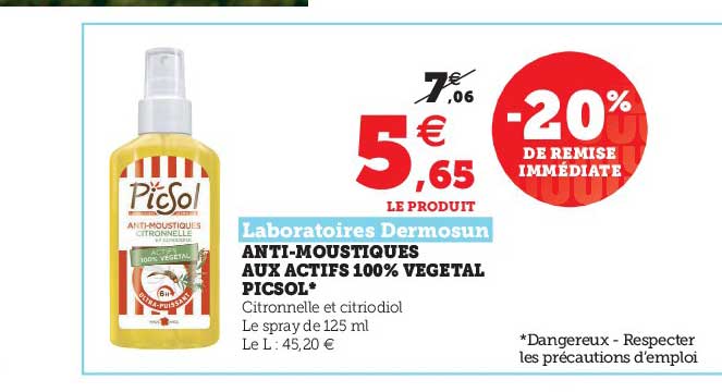 anti-moustiques aux actifs 100% végétal picsol laboratoires dermosun