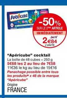 apéricube cocktail -50% sur le 2ème article immédiatement