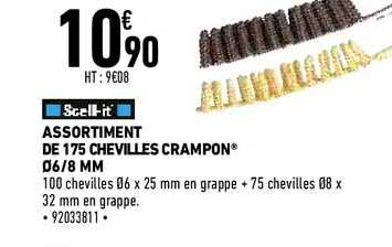 assortiment de 175 chevilles crampon 6-8 mm