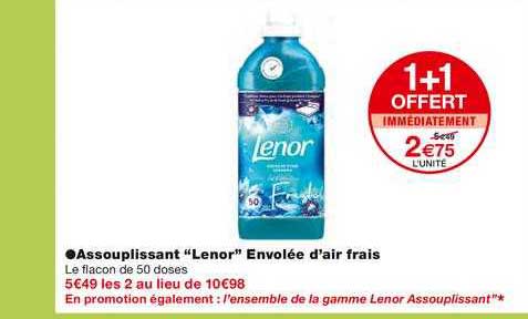 assouplissant lenor envolée d'air frais 1+1 offert immédiatement