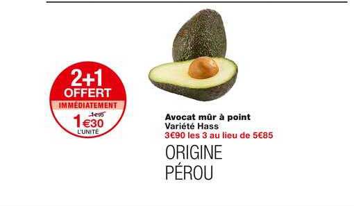 avocat mûr à point 2+1 offert immédiatement