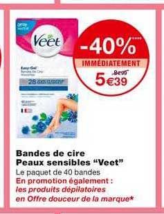 bandes de cire peaux sensibles "veet"