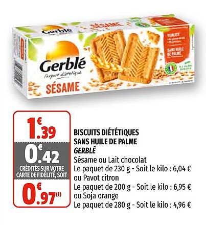 biscuits diététiques sans huile de palme gerbé