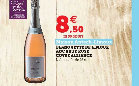 blanquette de limoux aoc brut rose cuvée alliance maison antech-limoux
