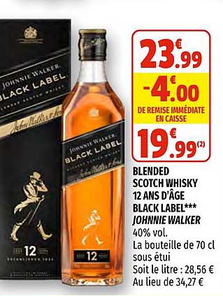 blended scotch whisky 12 d'âge black label johnnie walker