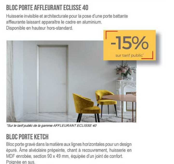 bloc porte affleurant eclisse 40 bloc porte ketch