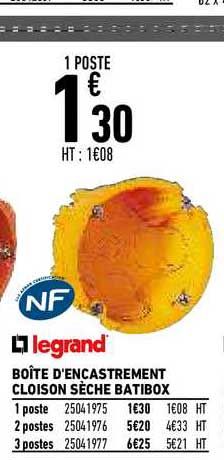 boîte d'encastrement cloison sèche batibox legrand