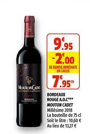 bordeaux rouge a.o.c. mouton cadet