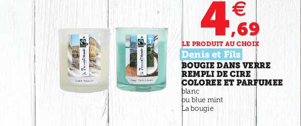 bougie dans verre rempli de cire colorée et parfumée denis et fils