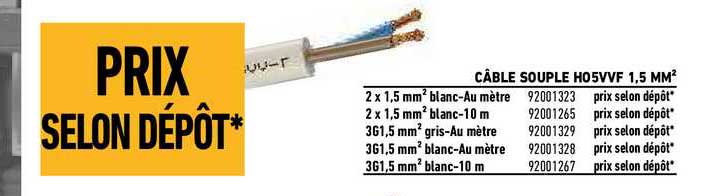 câble souple h05vvf 1,5 mm²
