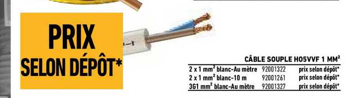 câble souple h05vvf 1 mm²