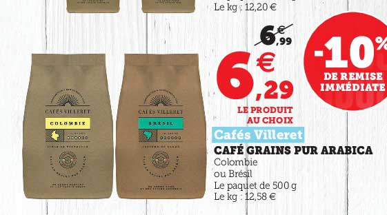 Café Grains Pur Arabica Cafés Villeret -10% De Remise Immédiate