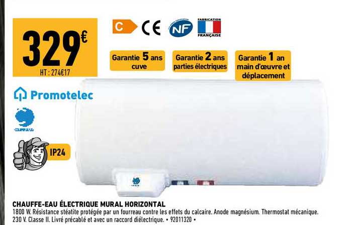 chauffe-eau électrique mural horizontal