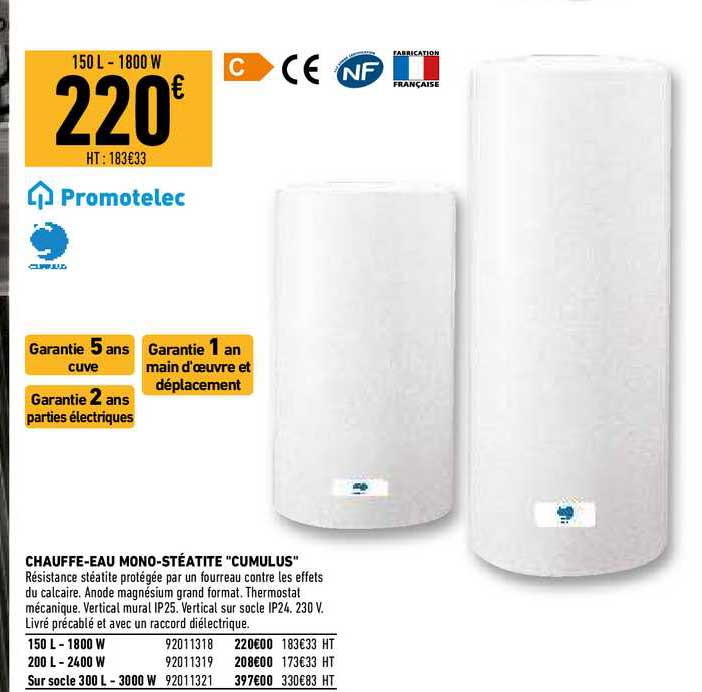 chauffe-eau mono-stéatite "cumulus"