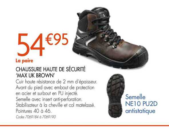chaussre haute de sécurité max uk brown