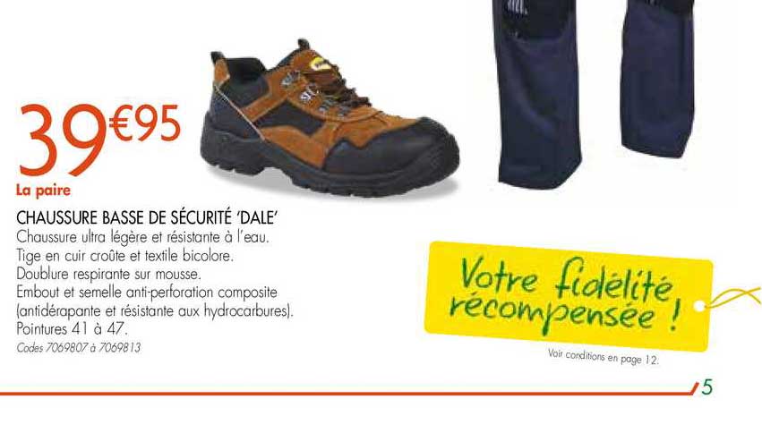 chaussure basse de sécurité dale