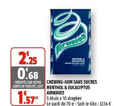 chewing-gum sans sucres menthol & eucalyptus ariwaves