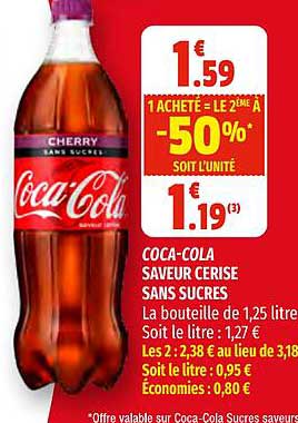 coca-cola saveur cerise sans sucres