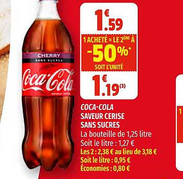 coca-cola saveur cerise sans sucres