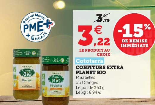 confiture extra planet bio cototerra -15% de remise immédiate