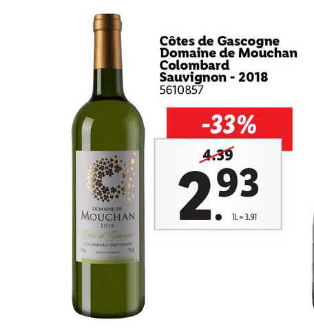 côtes de gascogne domaine de mouchan colombard sauvignon - 2018