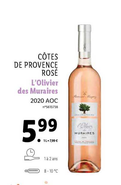 côtes de provence rosé l'olivier des muraires 2020 aoc