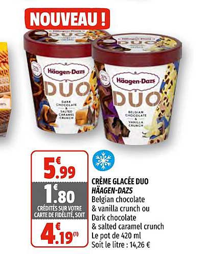 crème glacée duo häagen-dazs
